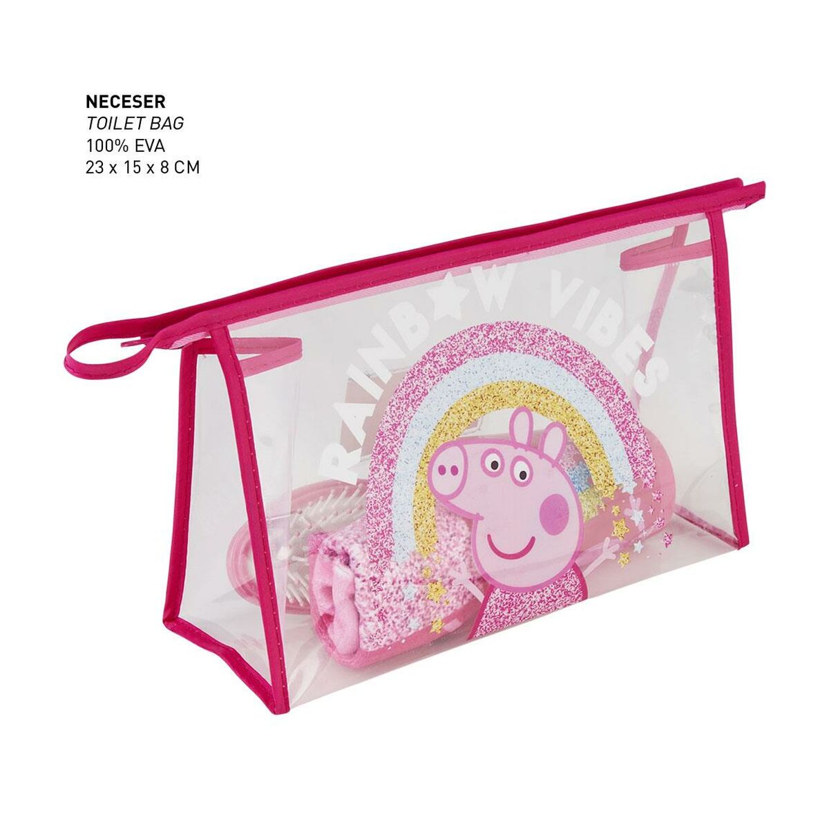 Peppa Pig Kulturtasche mit Zubehör – Fuchsia (4-teilig) - Twistify