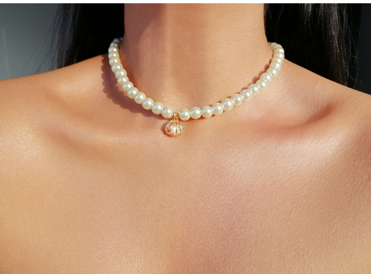 24K Muschel-Choker mit tschechischen Perlen - Twistify