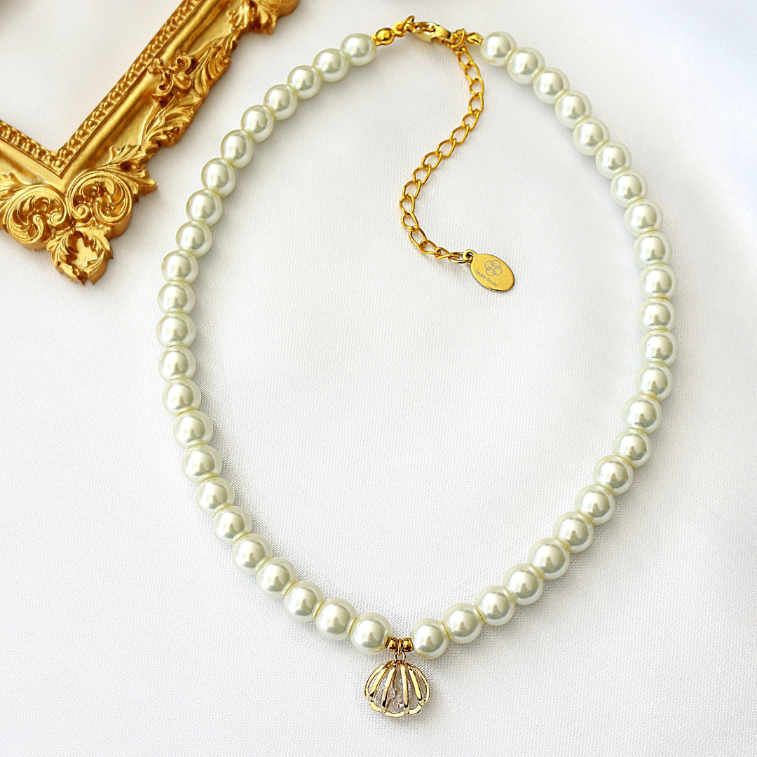 24K Muschel-Choker mit tschechischen Perlen - Twistify