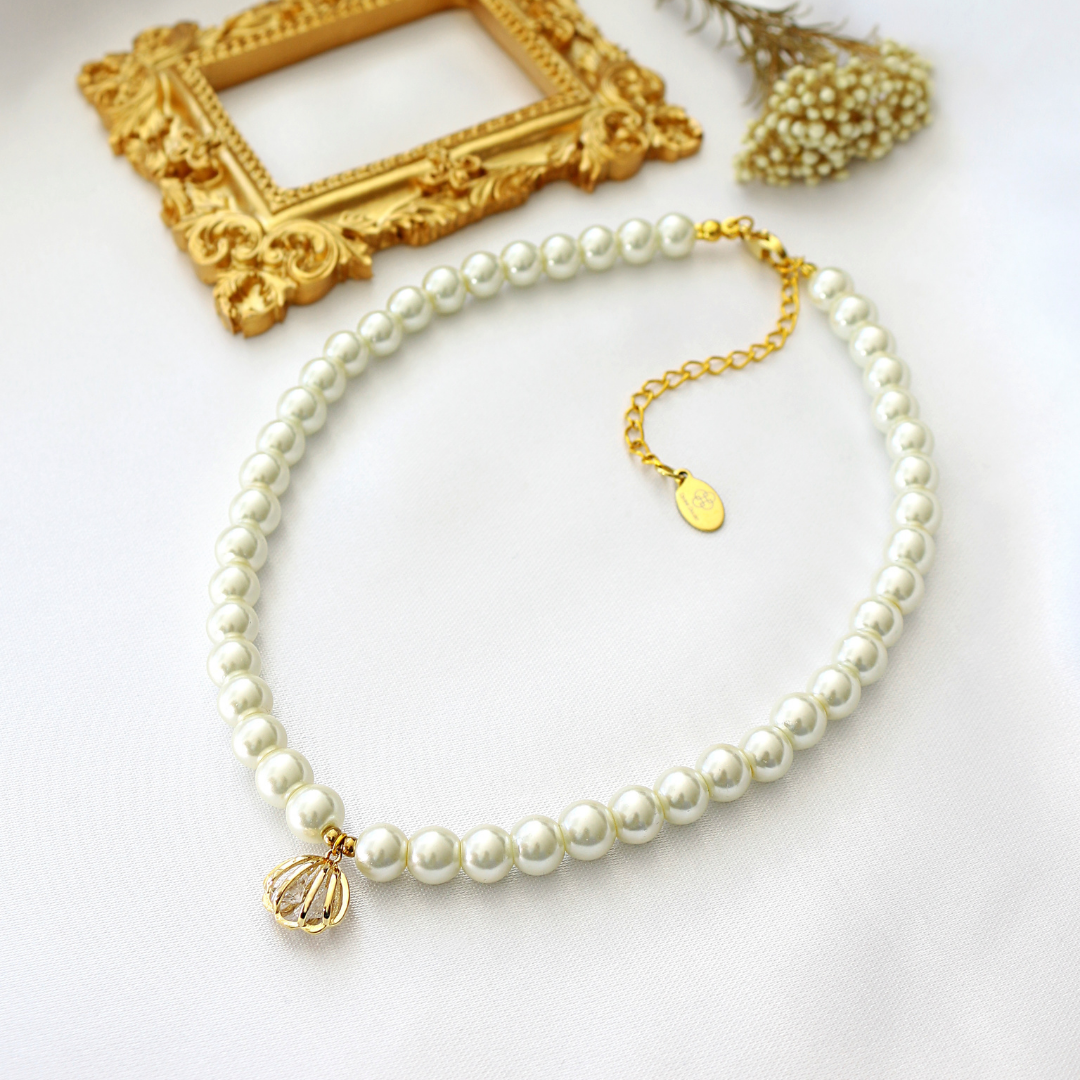 24K Muschel-Choker mit tschechischen Perlen - Twistify