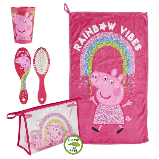 Peppa Pig Kulturtasche mit Zubehör – Fuchsia (4-teilig) - Twistify