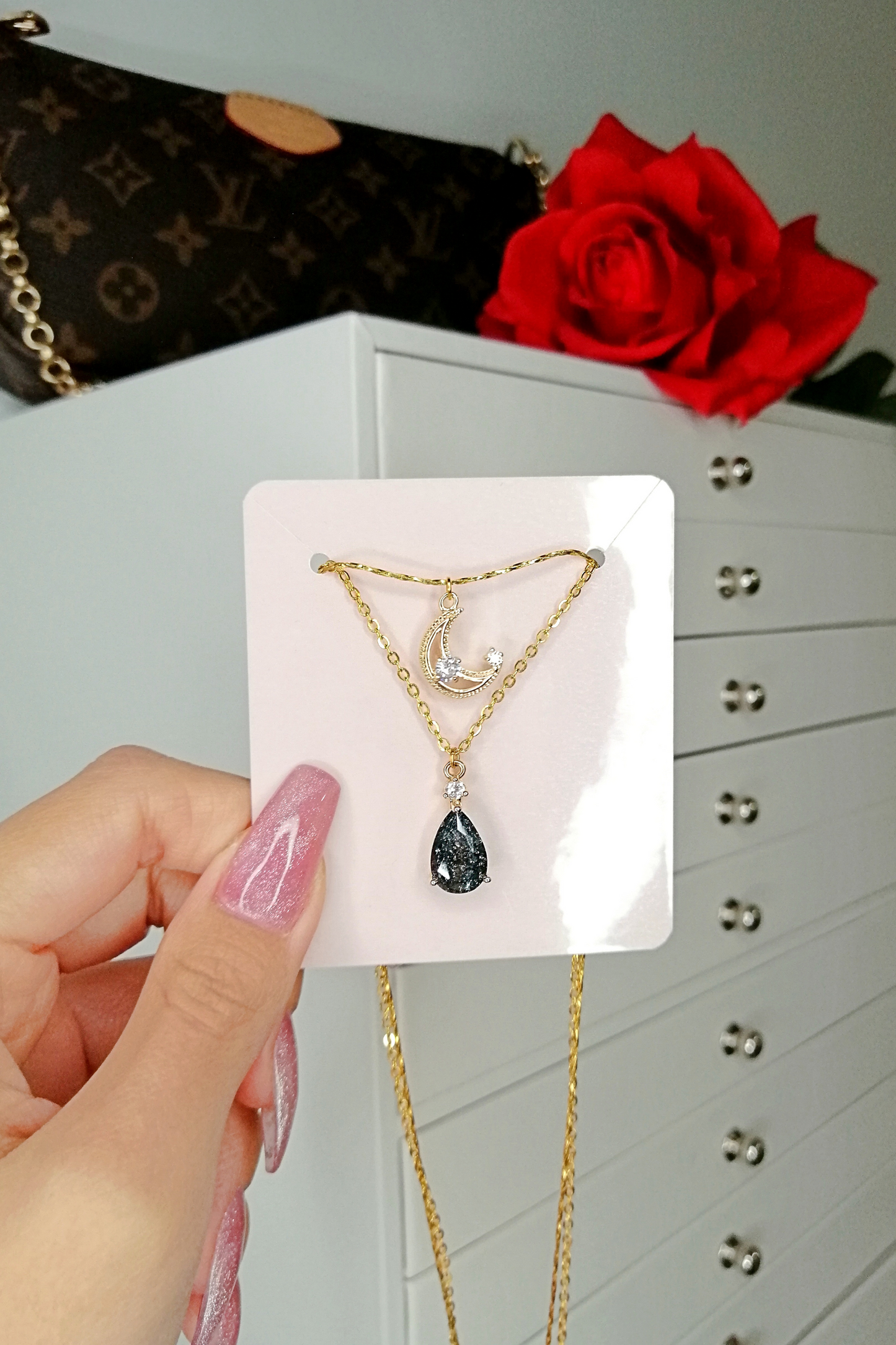 Moon Layered Necklace – 18 Karat Gold Plattiert - Twistify