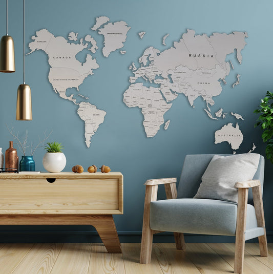 Holz-Weltkarte „White Rustic“ - Twistify