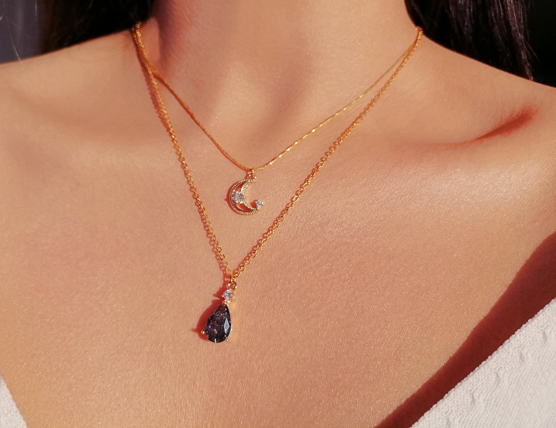 Moon Layered Necklace – 18 Karat Gold Plattiert - Twistify
